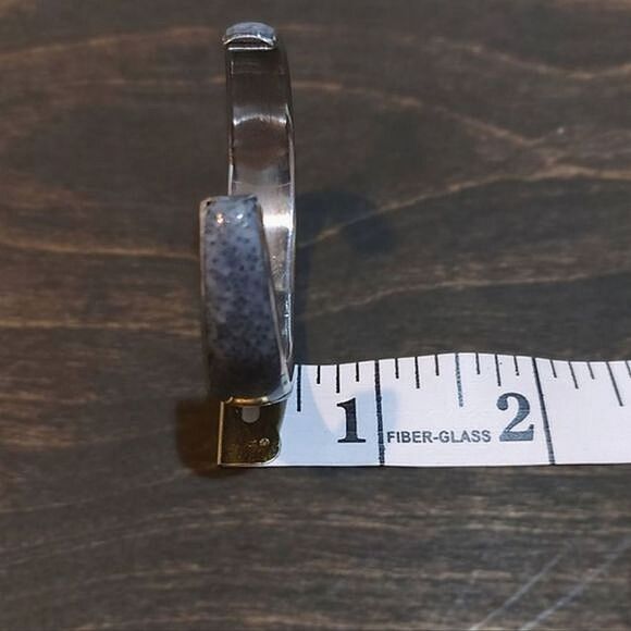 Vtg blue-grey faux stone inlay mixed metal cuff - Picture 6 of 6